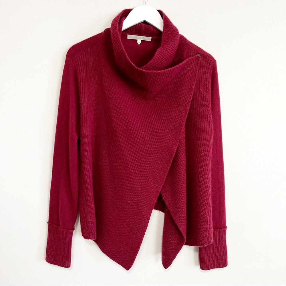 NakedCashmere Johanna 100% Cashmere Wrap Cardigan Burgundy Red Medium